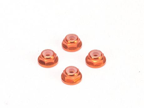 PN Racing Alm. 2mm Flanged Wheel Lock Nut - Orange