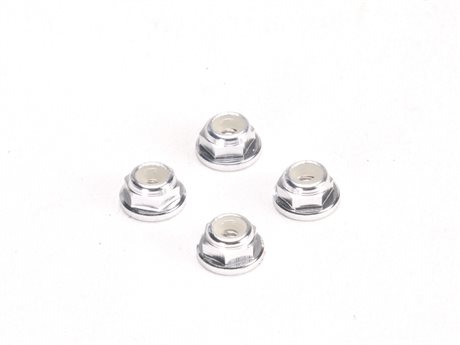 PN Racing Alm. 2mm Flanged Wheel Lock Nut - Silver