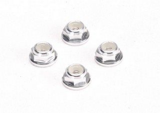 MARKA RACING ALU 2MM FLANGED WHEEL LOCK NUT - SILVER (4PCS)