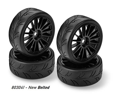 Hudy 1/10 Pre-Cut Slick Belted Tires Right & Left (2+2)