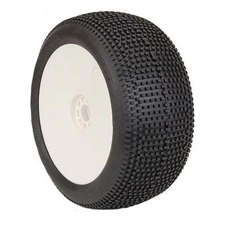 AKA 1:8 TRUGGY TYRES ON EVO WHITE RIMS IMPACT SOFT (2)