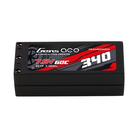 Gens Ace Mini 1:28 LiPo 340mAh 2S HV 60C lipo battery with XT60 Plug