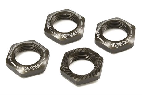 Kyosho 17mm Wheel Nut (Gunmetal /4pcs/Serrated)