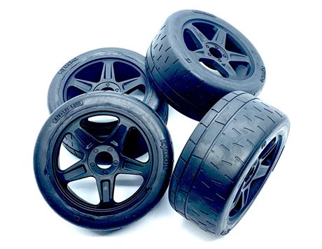 KYOSHO - TYRES ON INFERNO GT BLACK WHEELS (4) IGTH2019